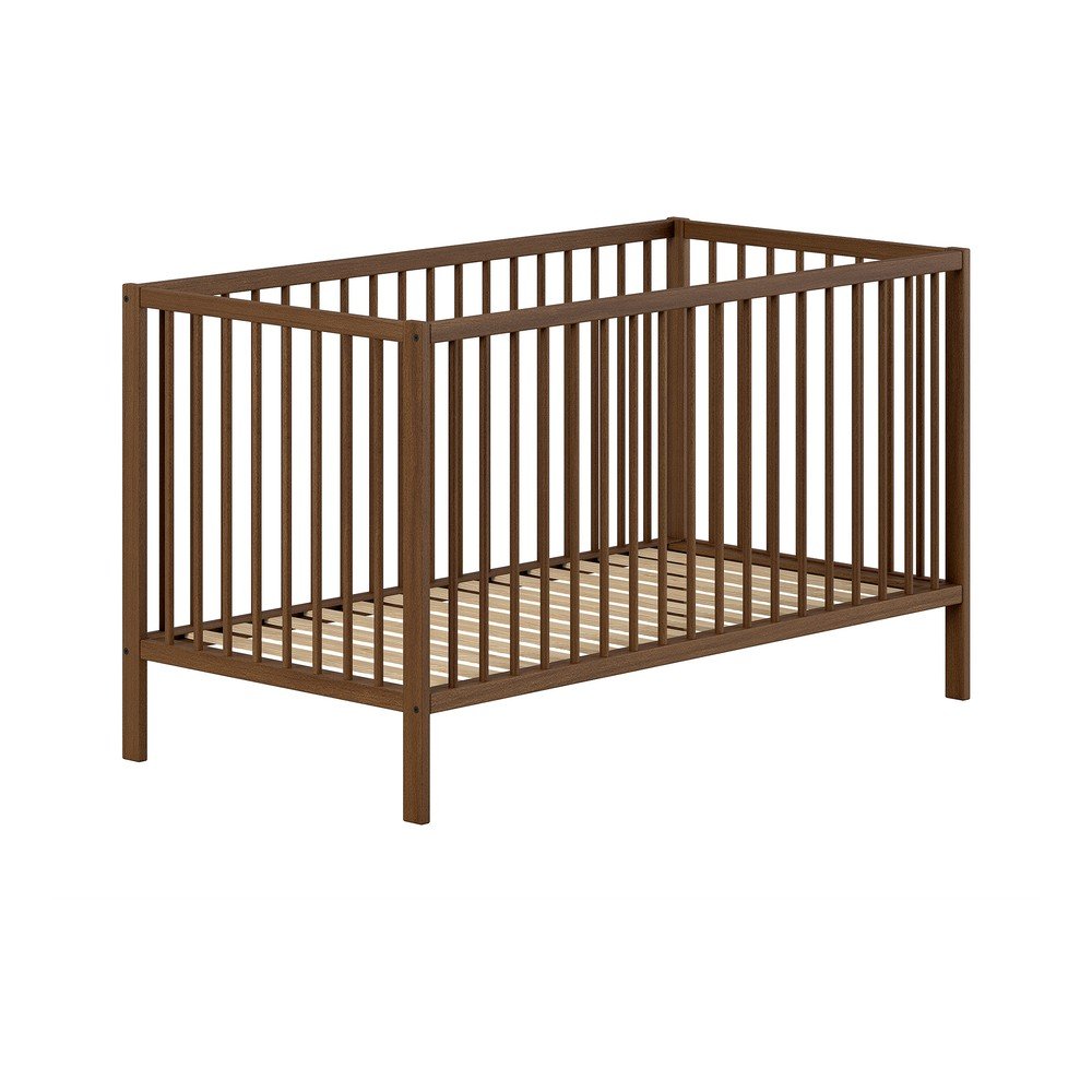 Hnedá postieľka z bukového dreva s odnímateľným bokom/s nastaviteľnou výškou 70x140 cm Dino – Vipack