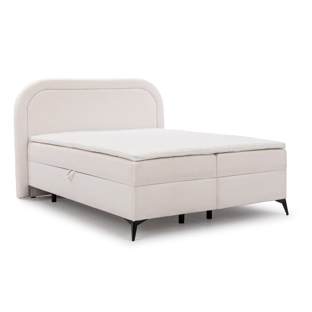 Biela boxspring posteľ s úložným priestorom 200x200 cm Ornes – Ropez