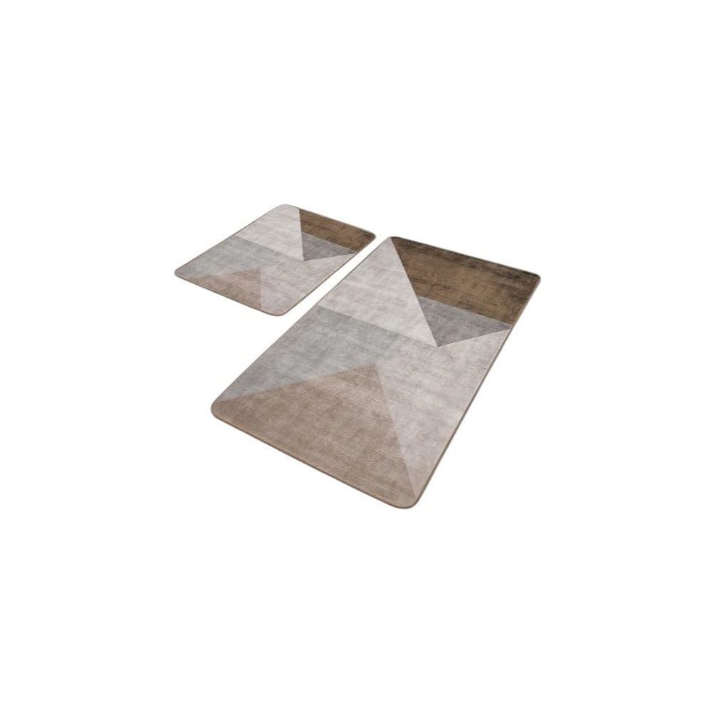 Sivo-hnedé zamatové kúpeľňové predložky v súprave 2 ks 60x100 cm – Mila Home