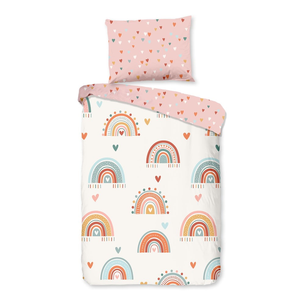 Ružové/béžové bavlnené detské obliečky do postieľky 100x135 cm Louie – Good Morning