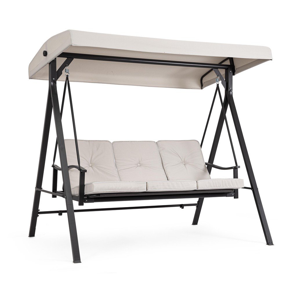 Antracitová/béžová kovová záhradná hojdačka Taurus – Bizzotto