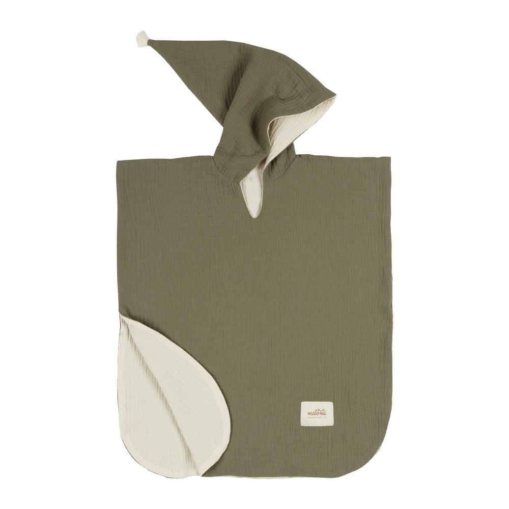 Kaki mušelínové detské pončo veľkosť M – Malomi Kids