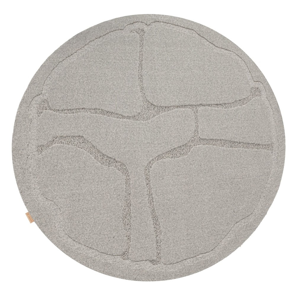 Sivý vlnený okrúhly koberec ø 200 cm Morphic Organica – Agnella
