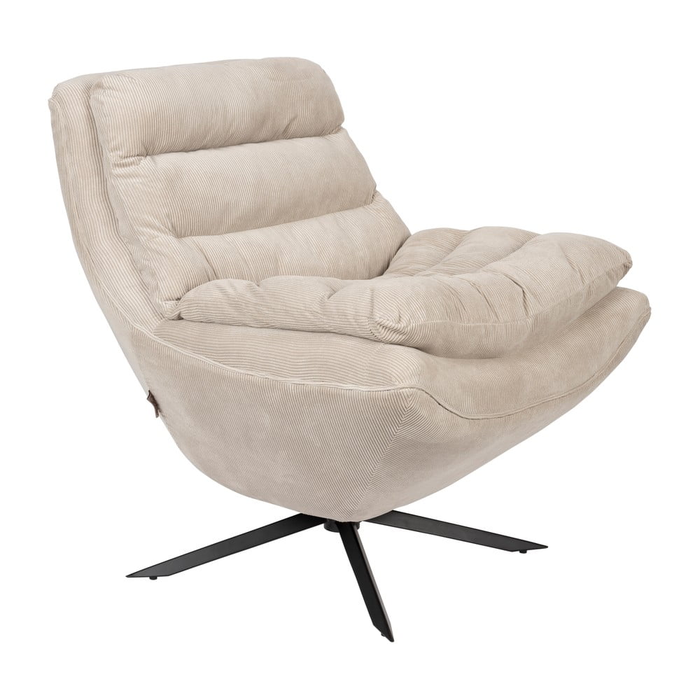 Biele zamatové kreslo Vince – Dutchbone