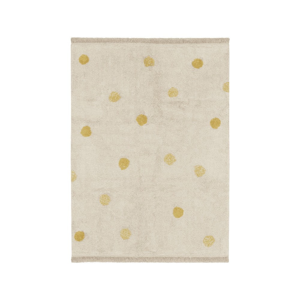 Okrovožltý krémový prateľný ručne tkaný bavlnený detský koberec 120x160 cm Hippy Dots Honey – Lorena Canals