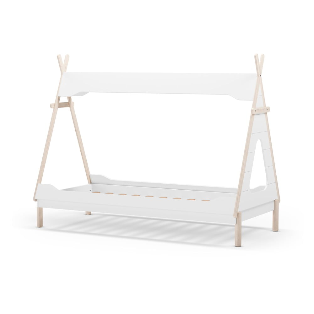 Biela domčeková detská posteľ z borovicového dreva 90x190 cm Nora – Marckeric