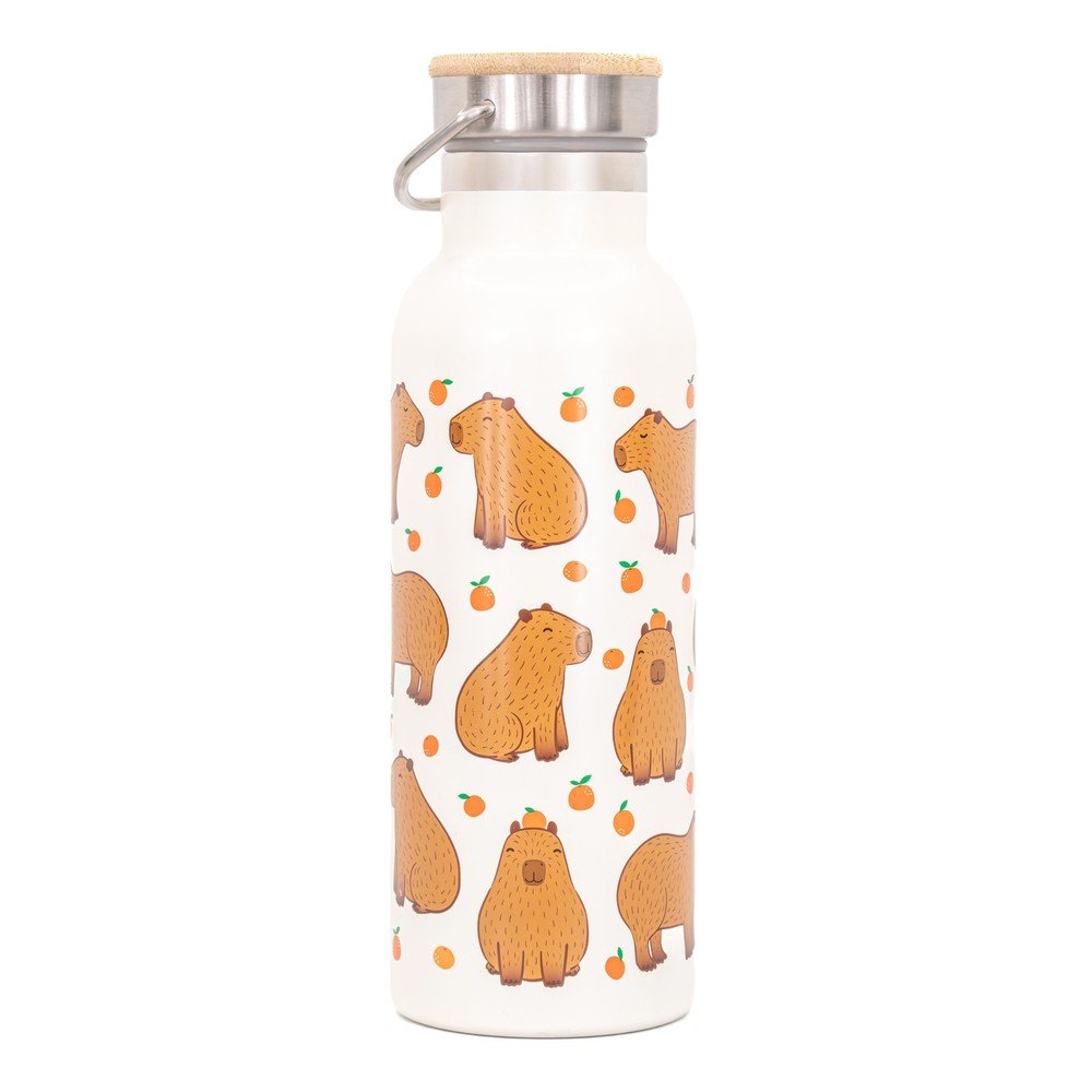 Hnedá/krémová cestovná antikoro fľaša 425 ml Capybara – Sass & Belle