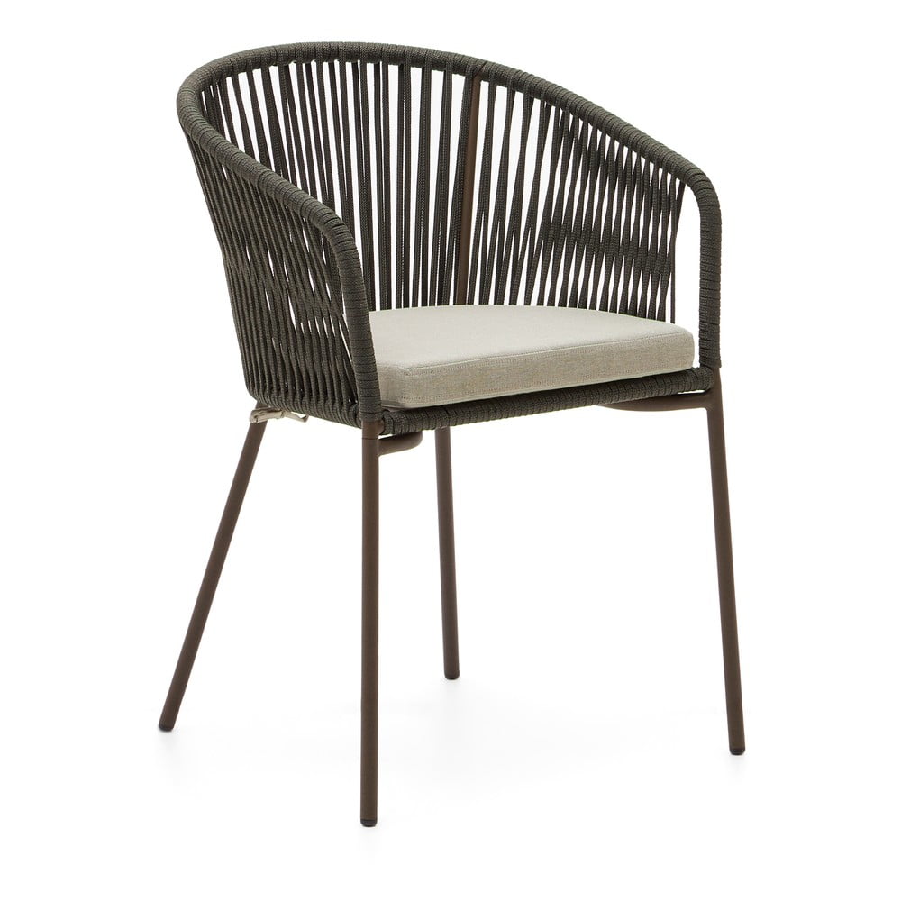 Zelená kovová/polstrovaná záhradná stolička Yanet – Kave Home