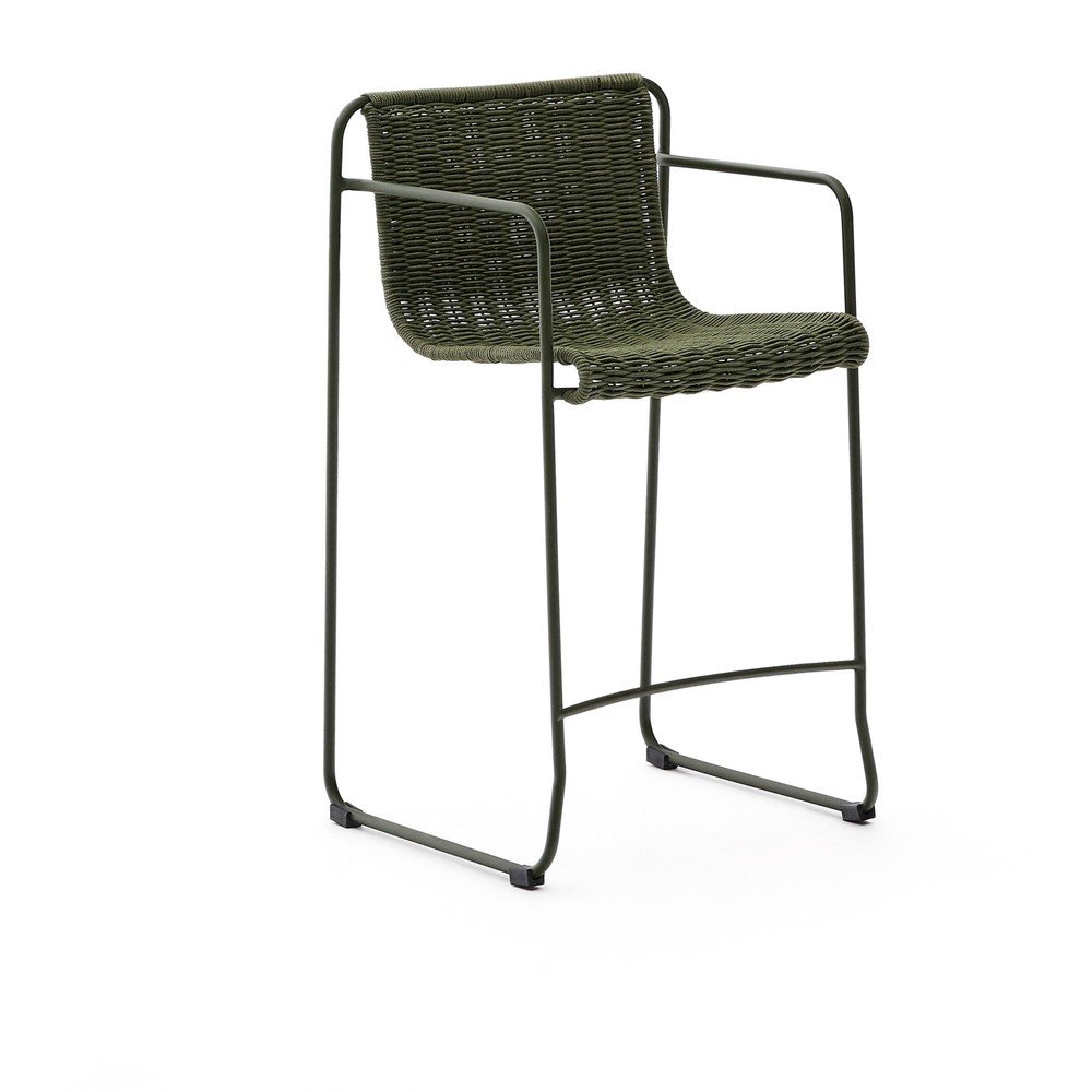 Zelená kovová záhradná barová stolička Maurina – Kave Home