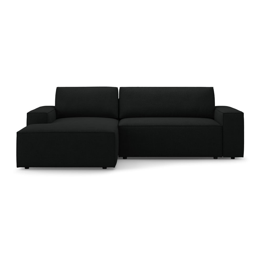 Čierna rozkladacia rohová pohovka z textílie bouclé (ľavý roh) Jodie – Micadoni Home