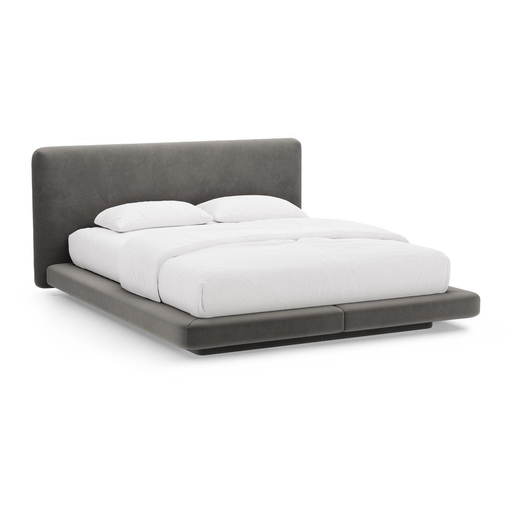 Tmavosivá čalúnená dvojlôžková posteľ 160x200 cm Linea – Micadoni