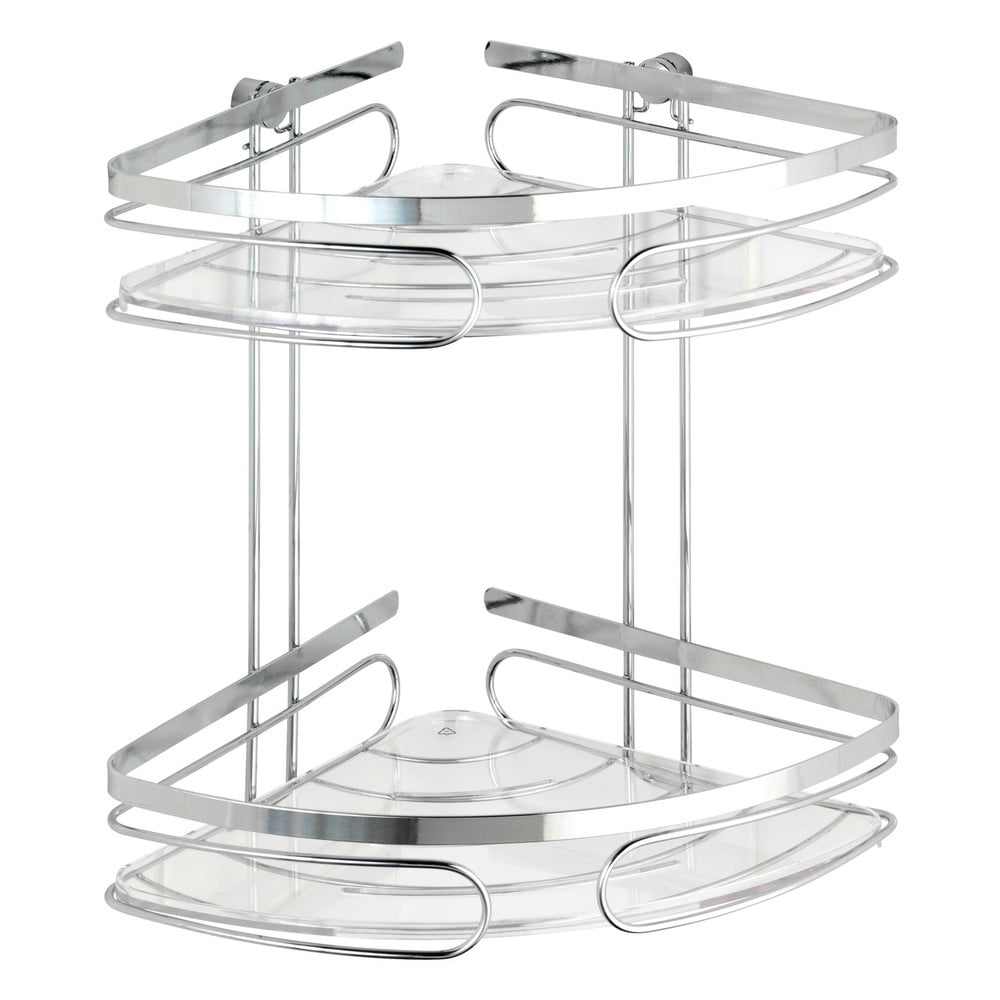 Nástenná rohová dvojposchodová polica z nerezovej ocele Wenko Premium