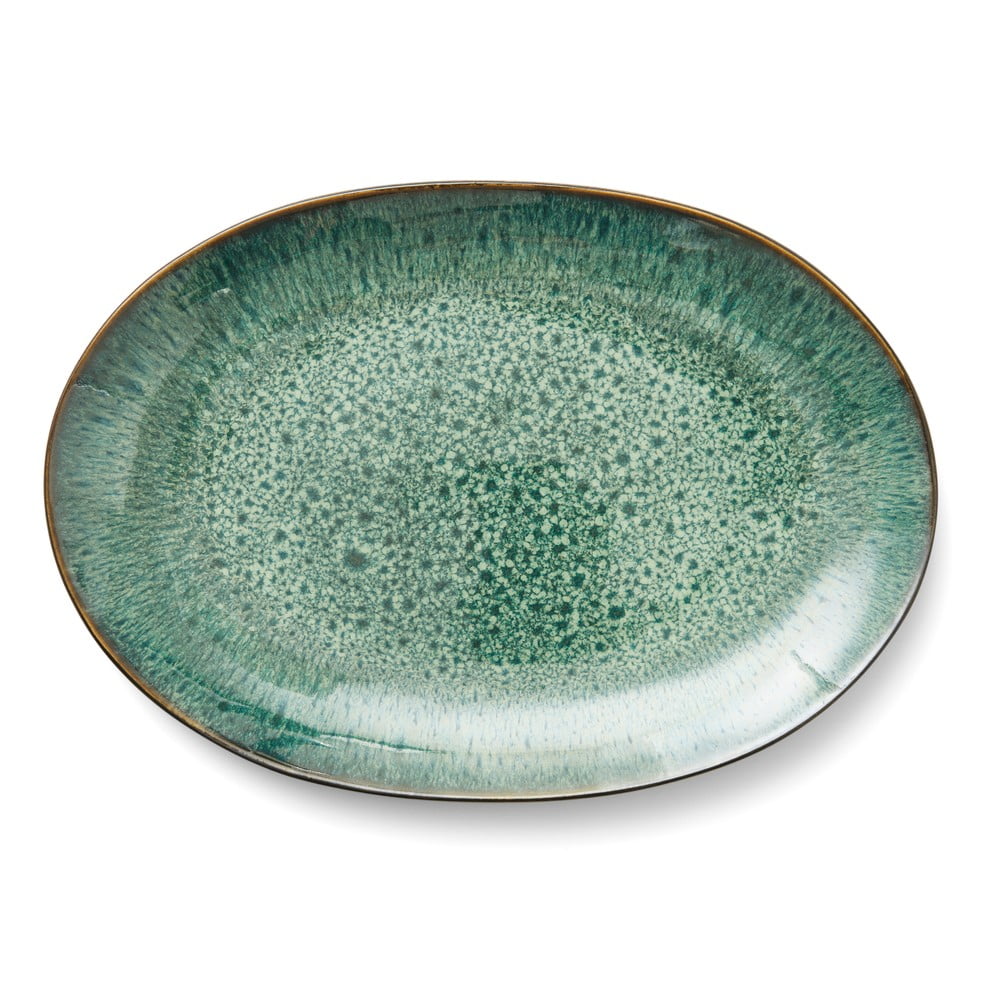 Zelený/čierny servírovací kameninový tanier Gastro Green/Black – Bitz