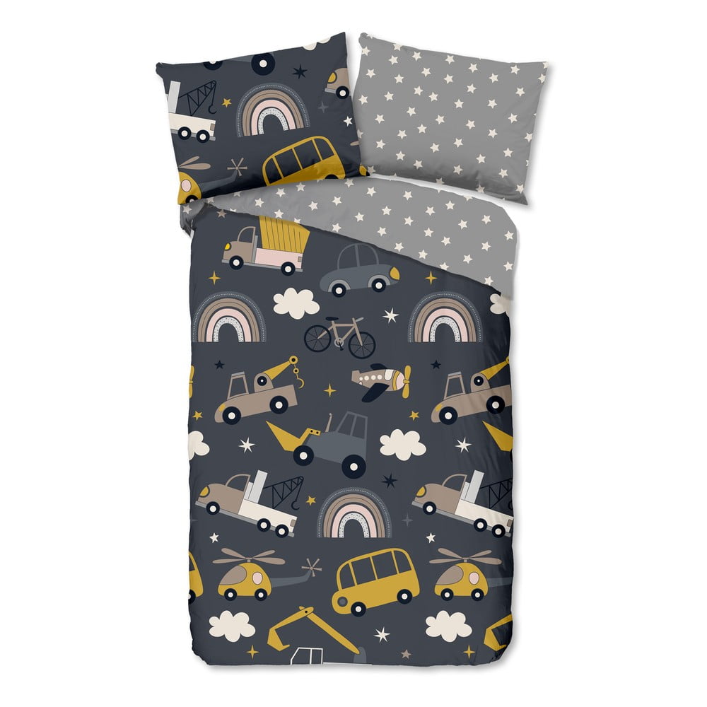 Sivé bavlnené detské obliečky na jednolôžko 140x200 cm Rush – Good Morning