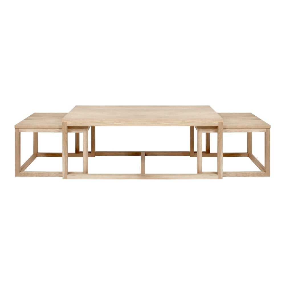 Súprava 3 hnedých konferenčný stolíkov s podnožím z dubového dreva Actona Cornus