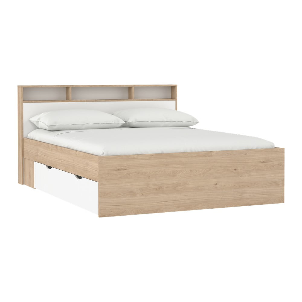 Dvojlôžková posteľ v dekore duba s úložným priestorom bez roštu 160x200 cm v prírodnej farbe Ikast – Tvilum