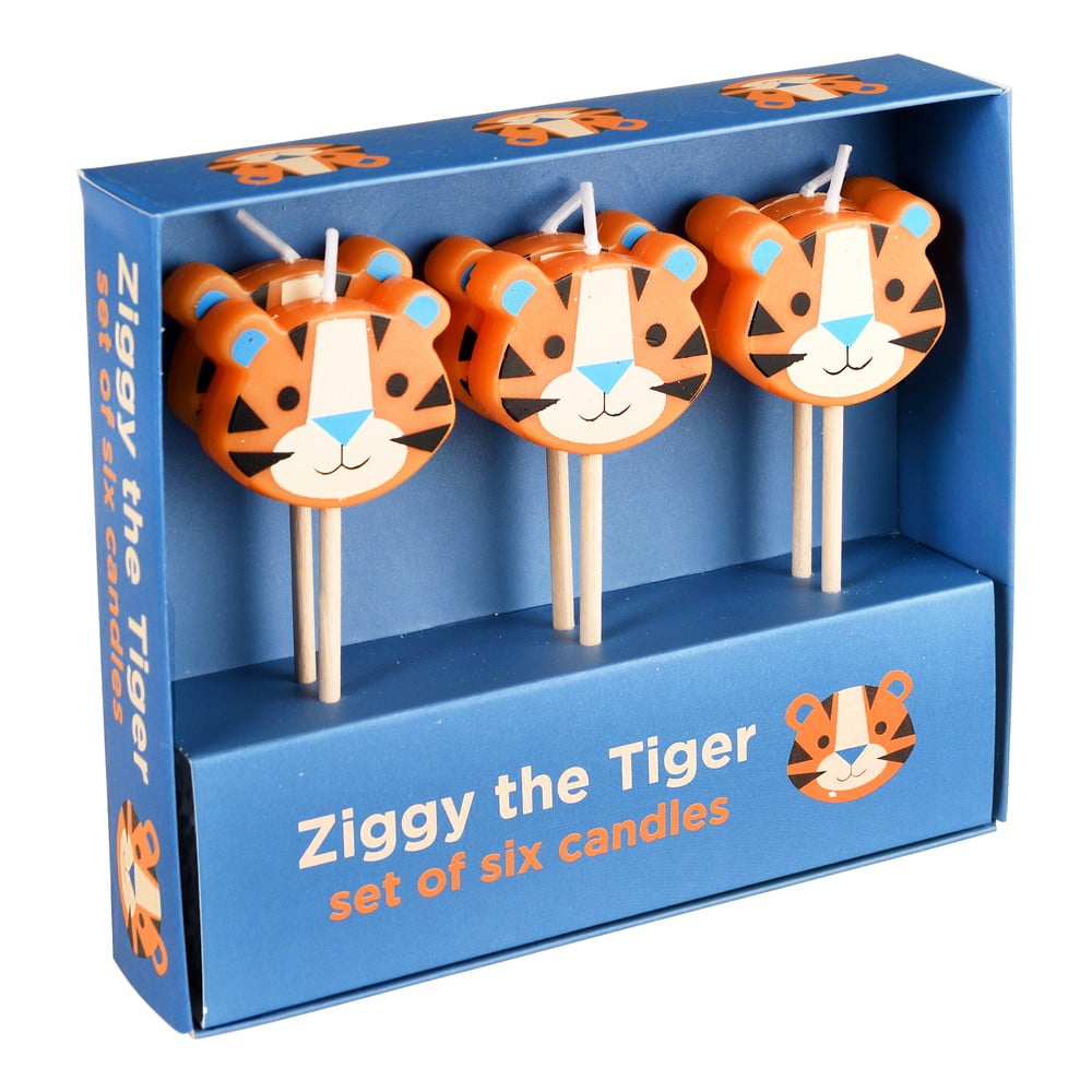 Tortové sviečky v súprave 6 ks Ziggy The Tiger – Rex London
