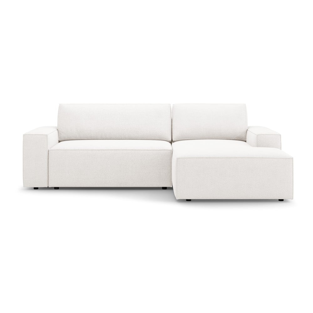 Biela rozkladacia rohová pohovka z textílie bouclé (pravý roh) Jodie – Micadoni Home