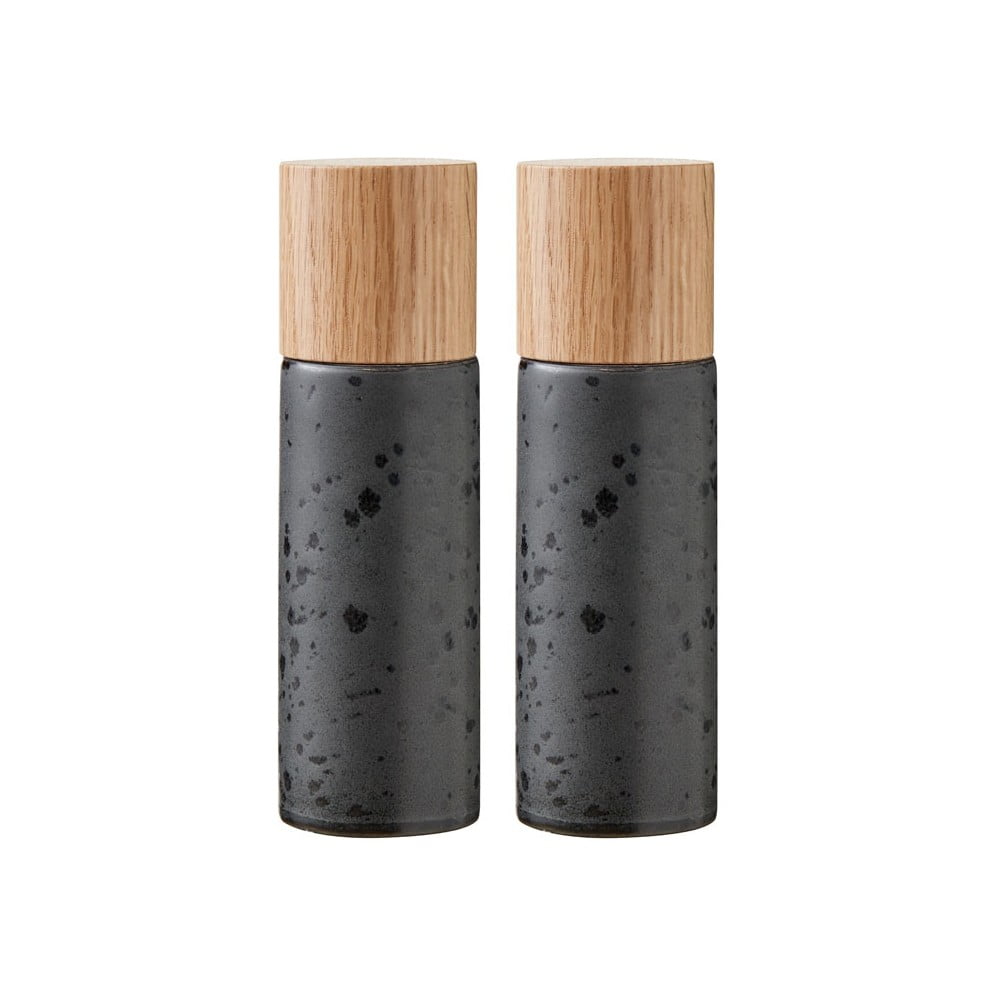 Čierna keramická súprava mlynčekov na korenie a soľ 2 ks Gastro Black – Bitz