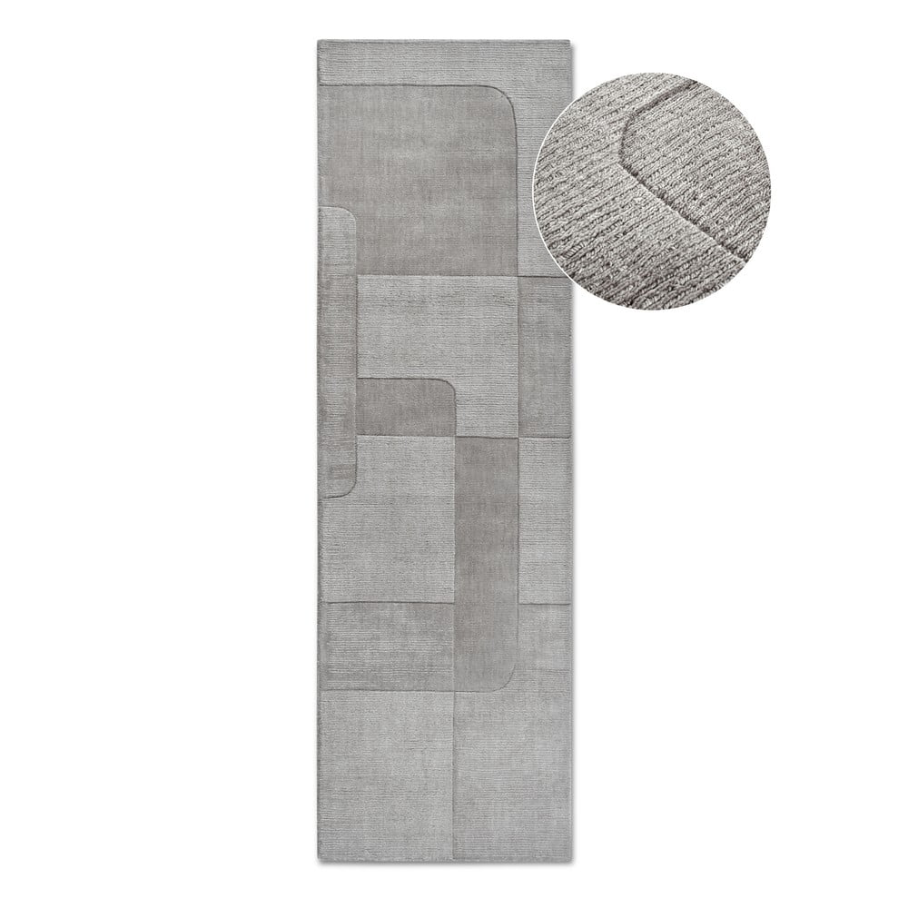 Sivý ručne tkaný vlnený behúň 80x250 cm Charlotte – Villeroy&Boch