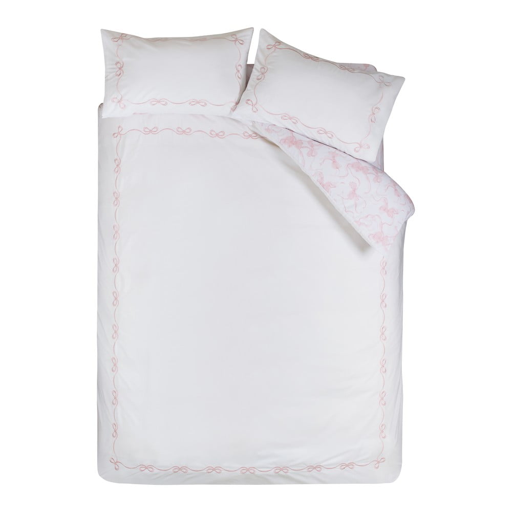 Biele obliečky na dvojlôžko 200x200 cm Bow Embroidery – Catherine Lansfield