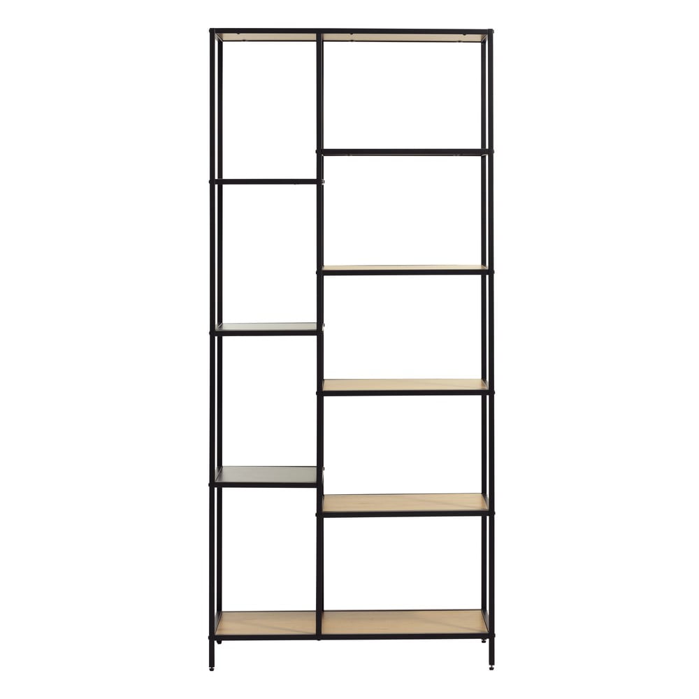 Čierna/v prírodnej farbe knižnica v dekore duba 80x180x35 cm Altino – Unique Furniture