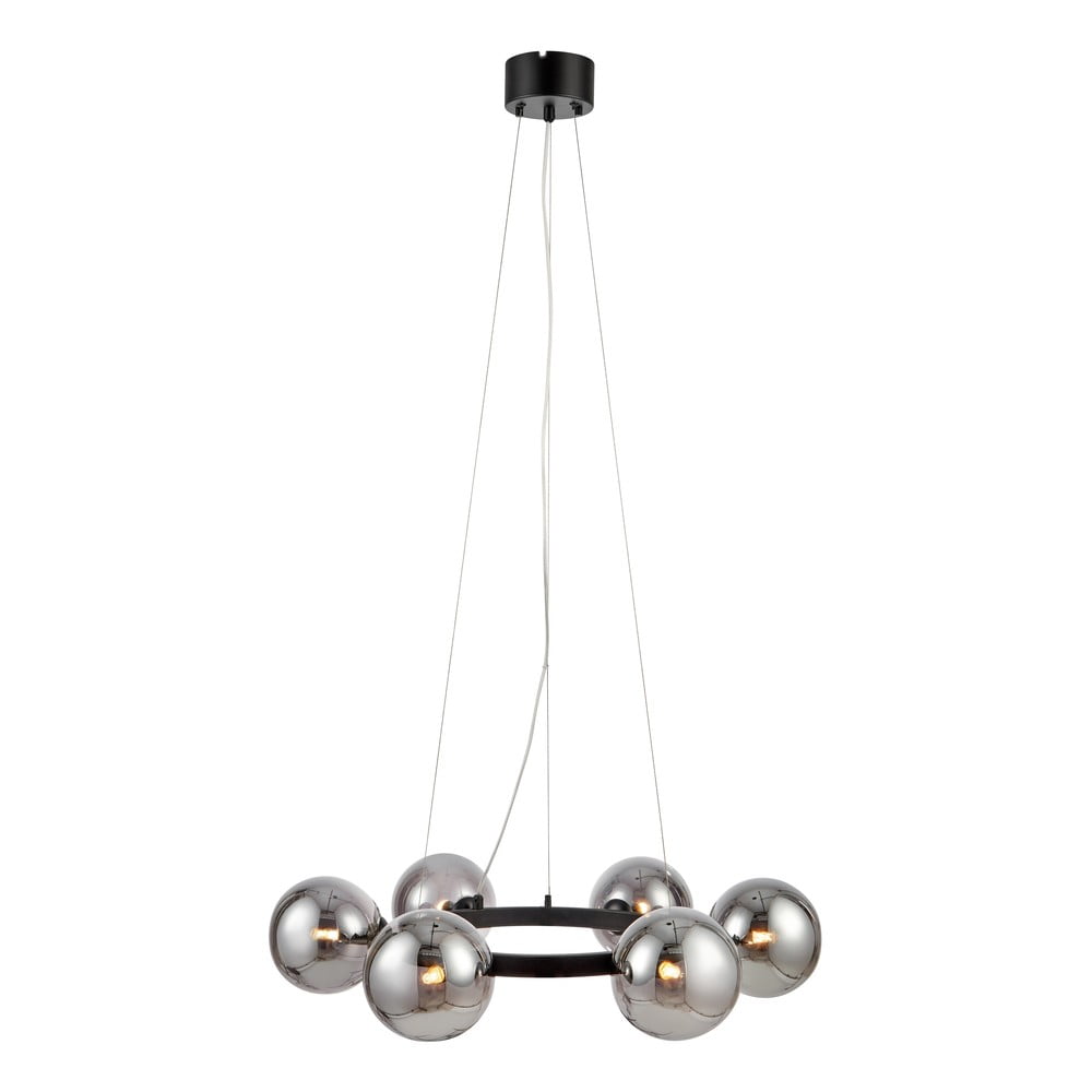 Závesné svietidlo s čiernou konštrukciou Markslöjd Circle 6L