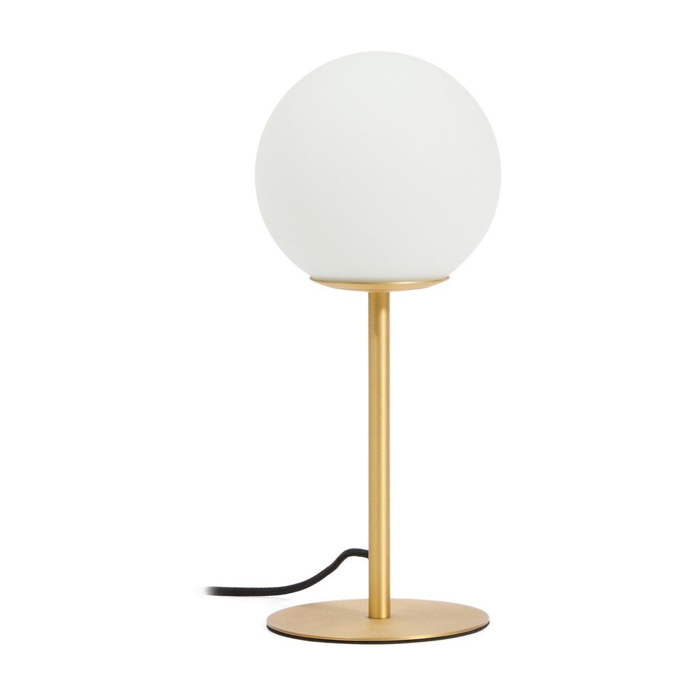 Biela/v zlatej farbe stolová lampa so skleneným tienidlom (výška  35 cm) Brisia – Kave Home