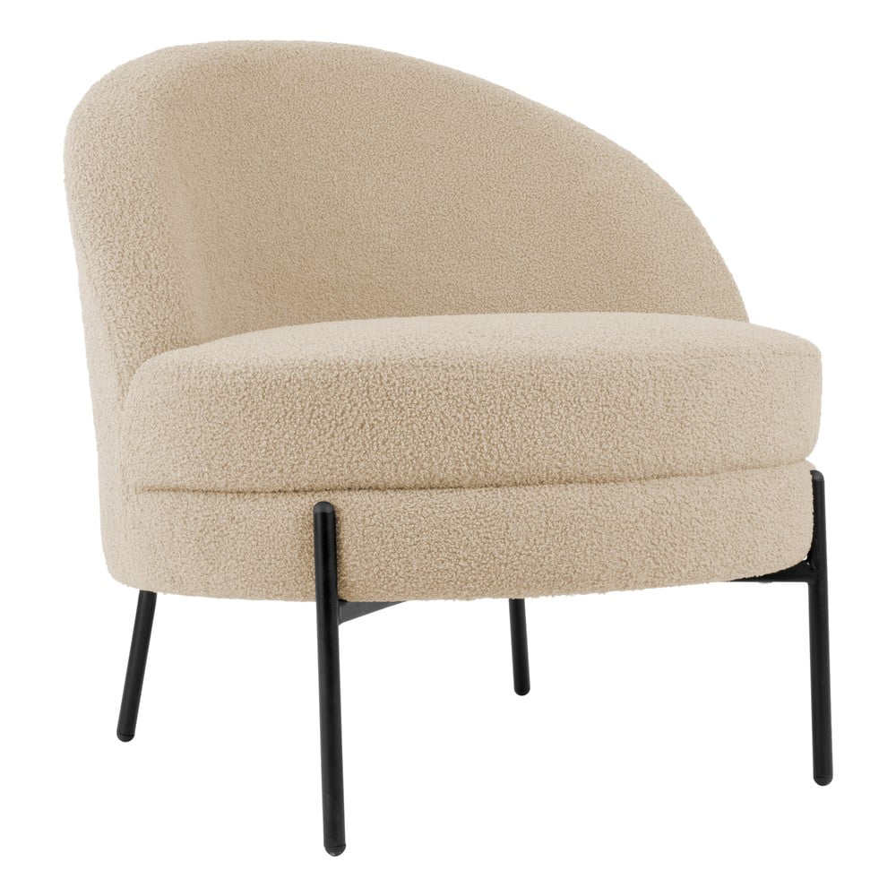 Béžové kreslo z textílie buklé Noble - Leitmotiv