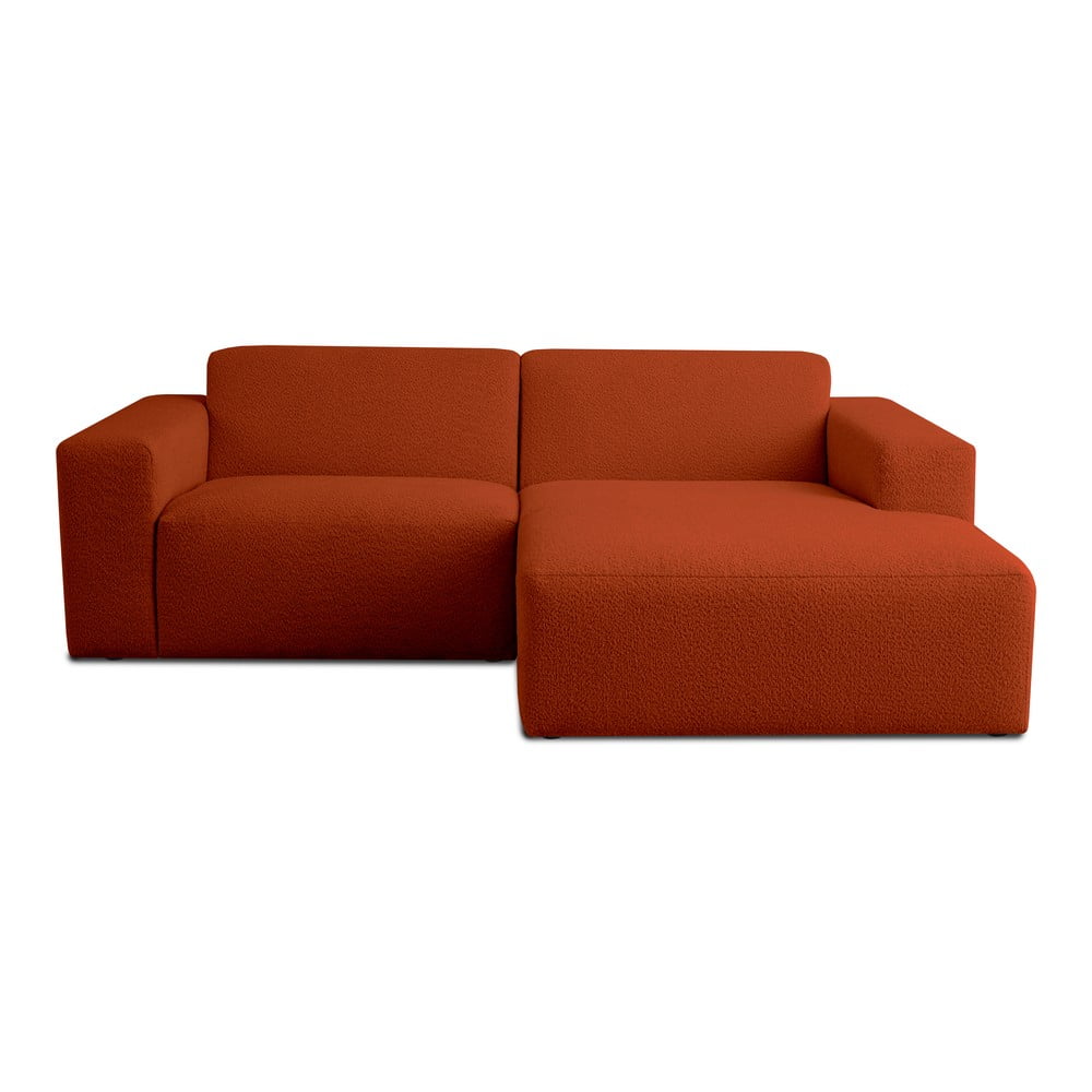 Rohová pohovka z textílie buklé v tehlovej farbe (pravý roh) Roxy – Scandic