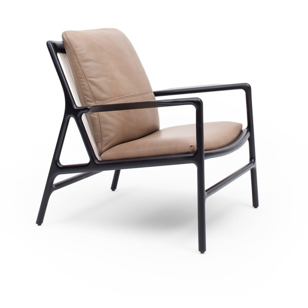 Čierno-béžové kožené kreslo Dedo – Gazzda