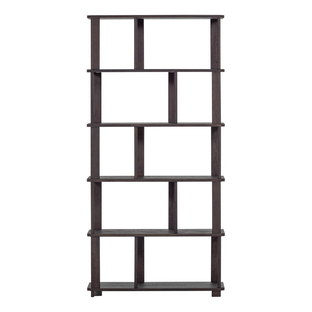 Tmavohnedá knižnica z dubového dreva 90x186x30 cm Riss – WOOOD