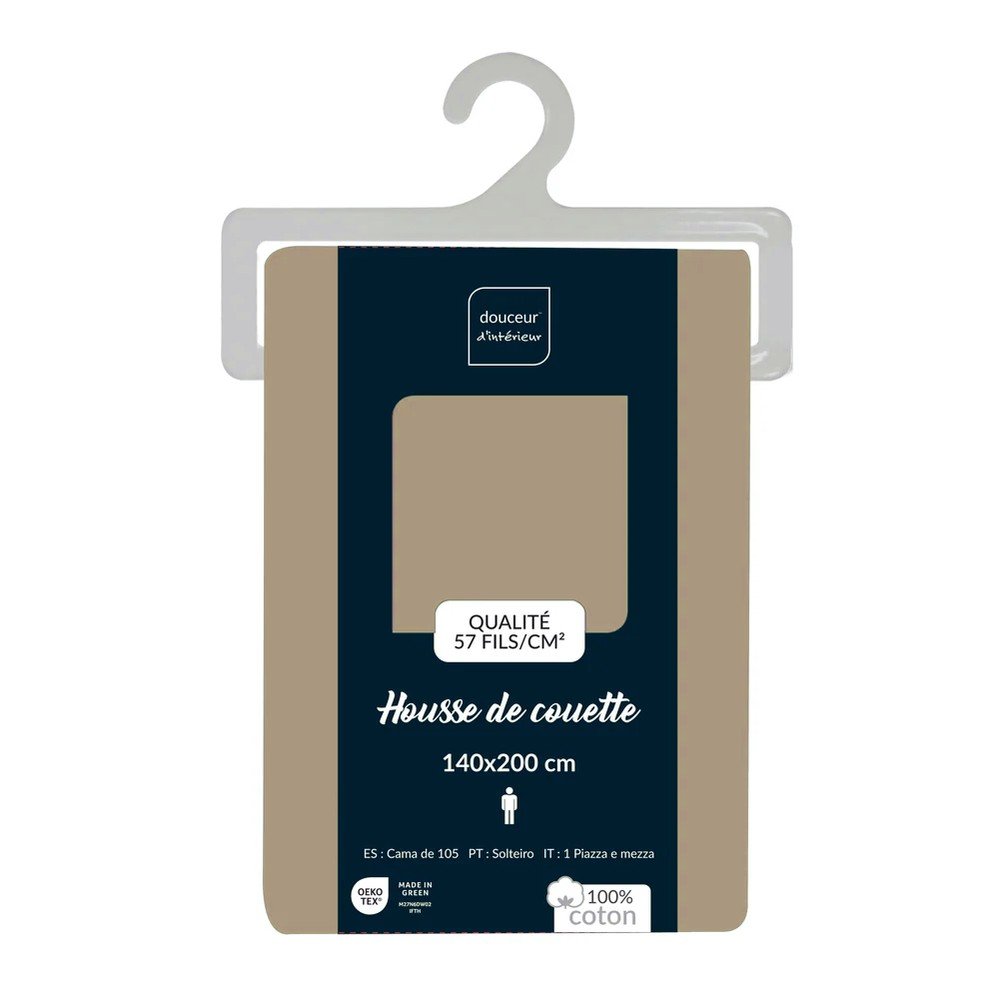 Svetlohnedé bavlnené obliečky na jednolôžko 140x200 cm Lina – douceur d'intérieur