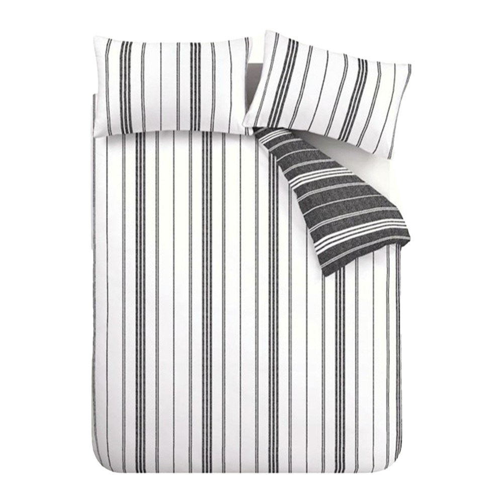 Čierno-biele obliečky na jednolôžko 135x200 cm Harbour Stripe – Catherine Lansfield