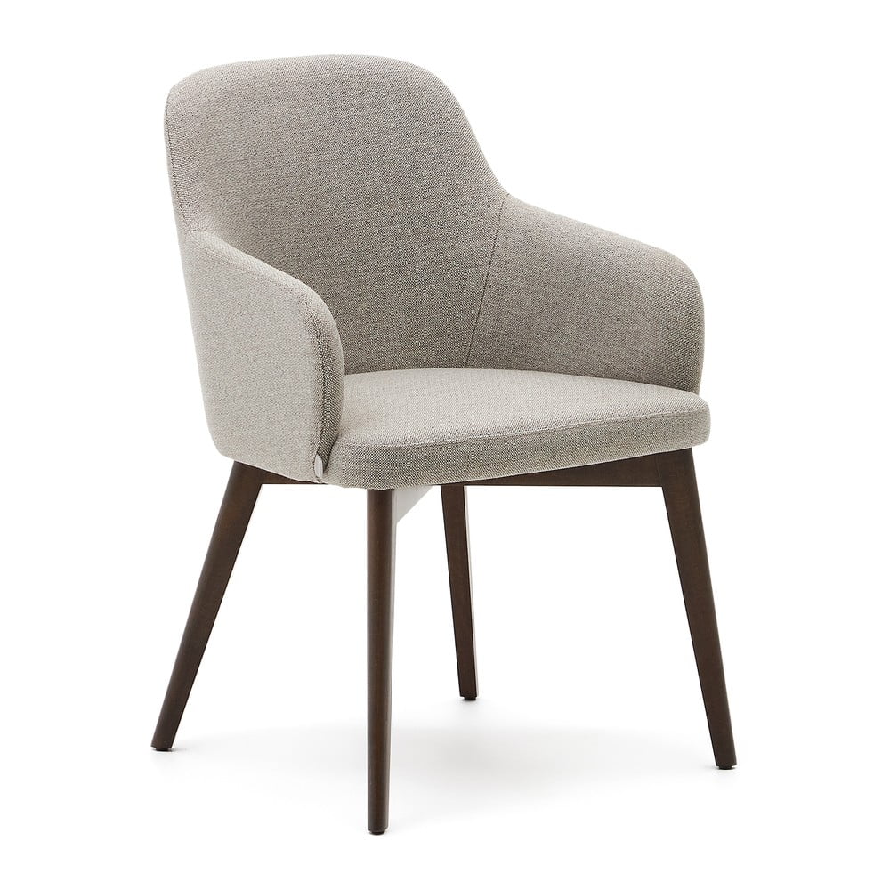 Béžové čalúnené jedálenské kreslo s podrúčkami Nelida – Kave Home