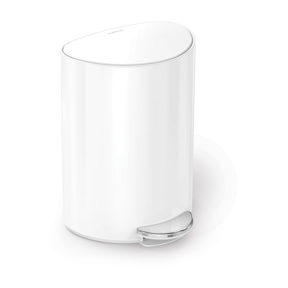 Biely nášľapný kovový odpadkový kôš 6 l – simplehuman