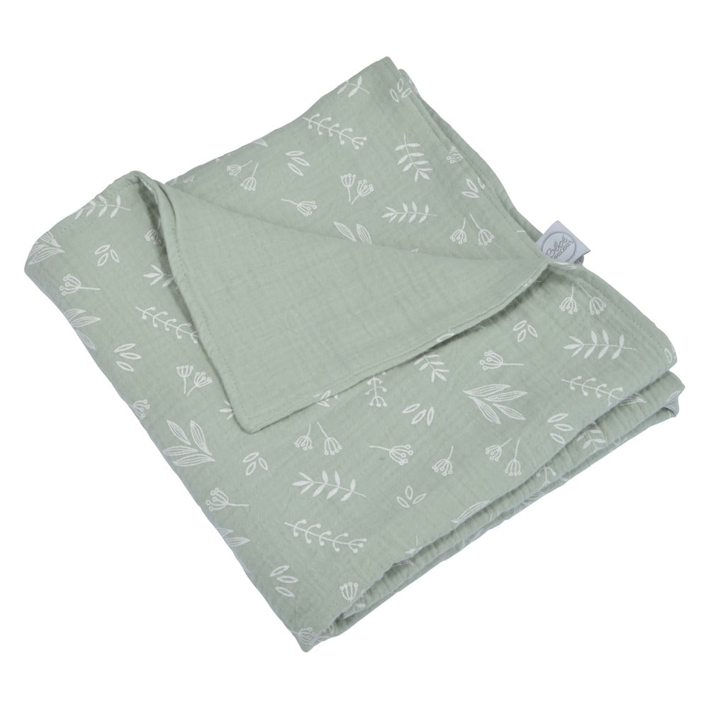 Zelená mušelínová detská deka 75x75 cm – Bébé Douceur