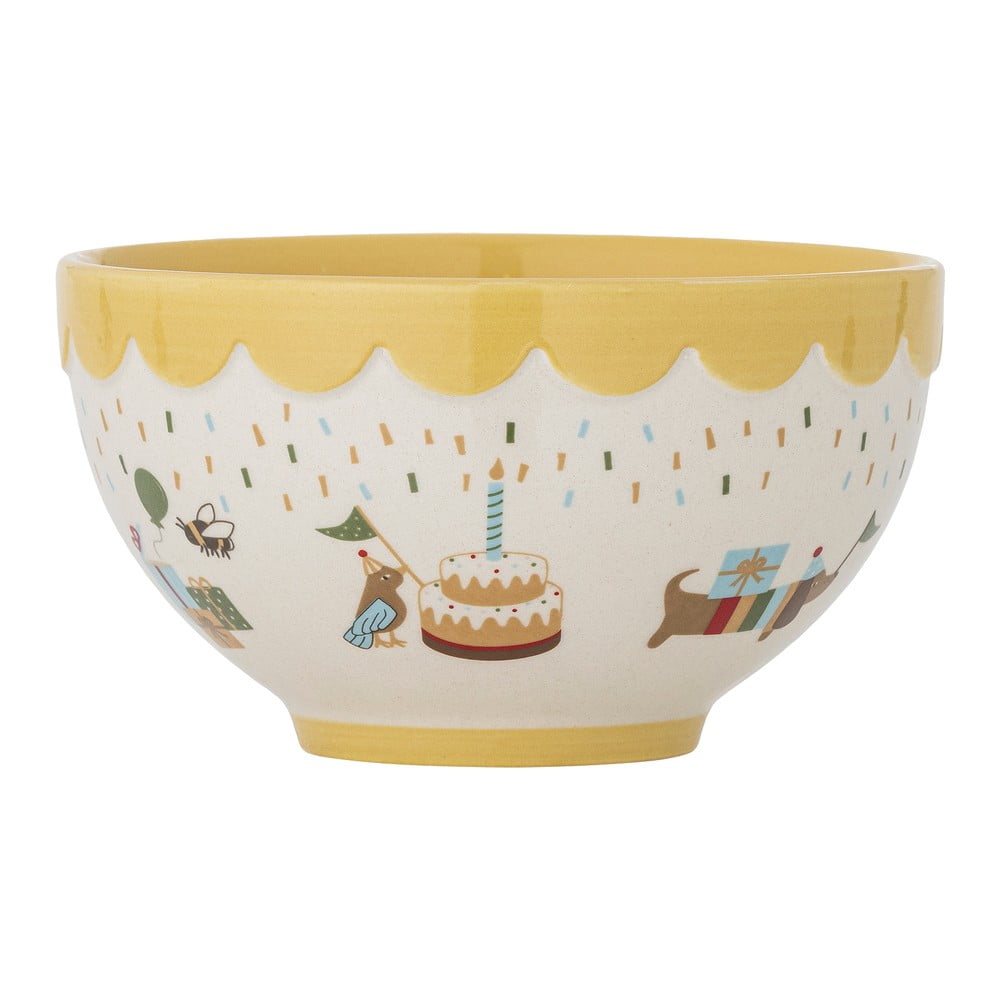 Žltá/krémová detská miska z kameniny ø 13