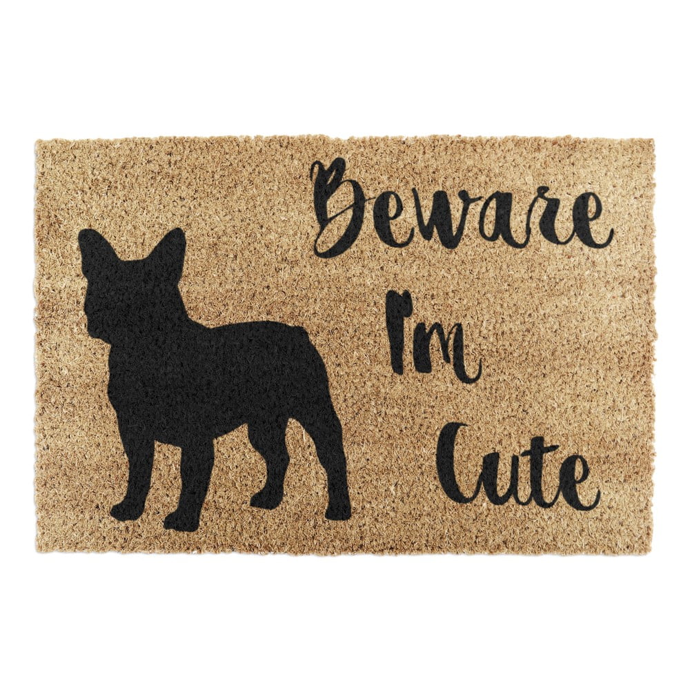 Rohožka z kokosového vlákna 40x60 cm Beware I'm Cute French Bulldog – Artsy Doormats