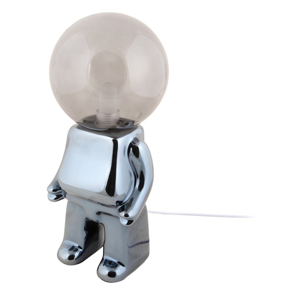 Sivá LED stmievateľná stolová lampa so skleneným tienidlom (výška 27 cm) Ross – Leitmotiv