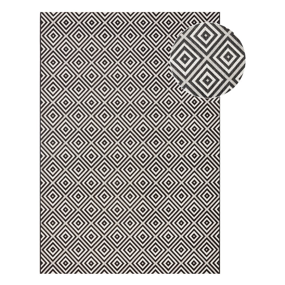 Čierno-biely vonkajší koberec NORTHRUGS Karo