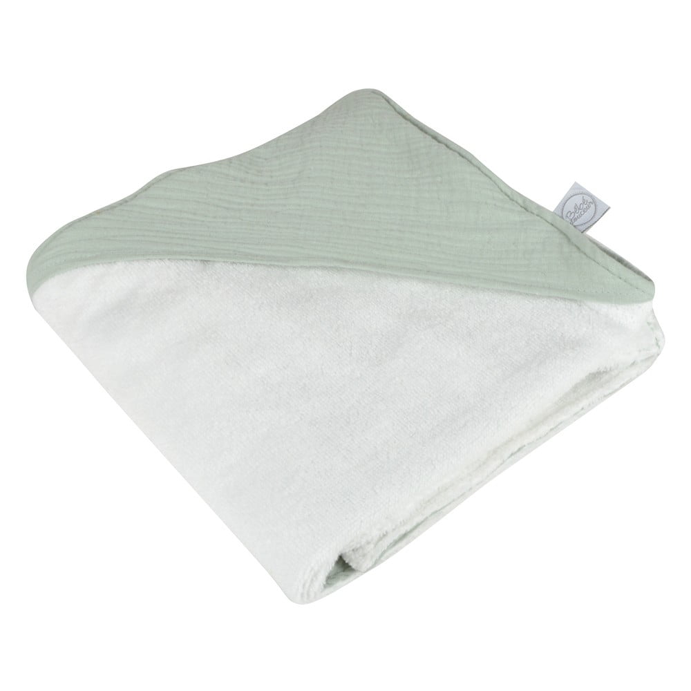 Zelená mušelínová detská osuška s kapucňou 75x75 cm – Bébé Douceur