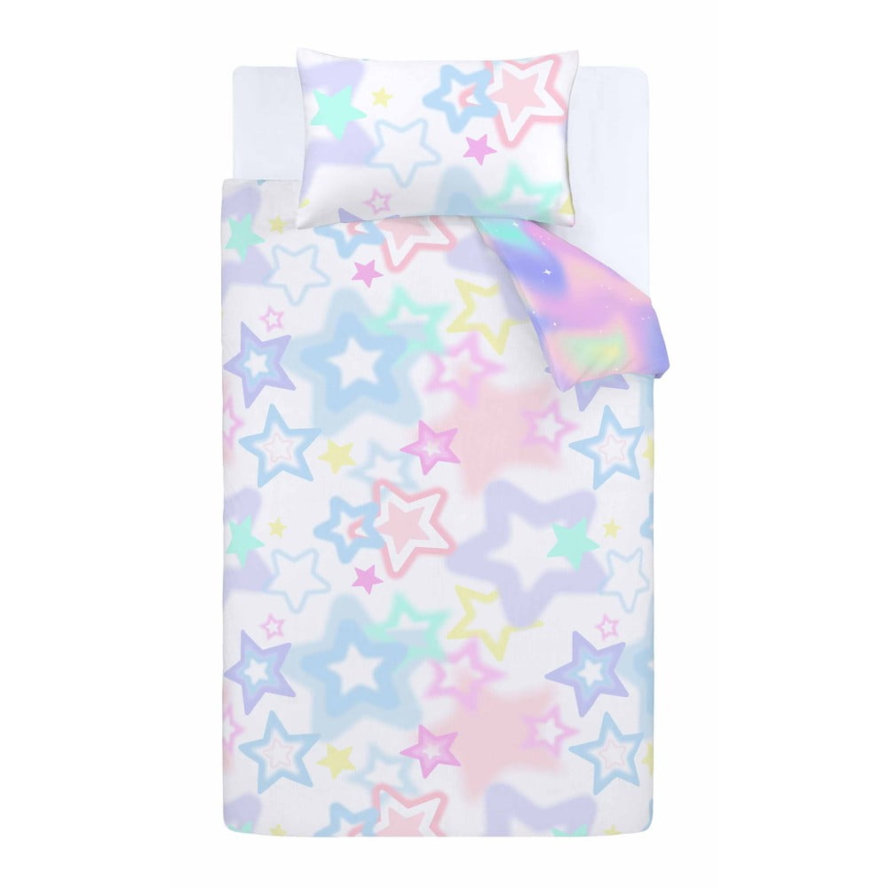 Biele/ružové detské obliečky na dvojlôžko 200x200 cm Ombre Stars – Catherine Lansfield
