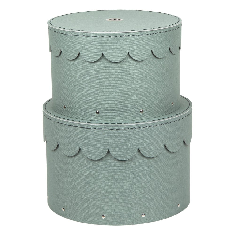 Zelenomodré kartónové úložné boxy v súprave 2 ks s vekom ø 26x17