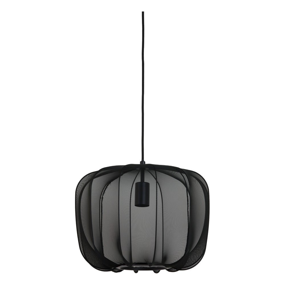 Čierne závesné svietidlo s textilným tienidlom ø 40 cm Plumeria – Light & Living