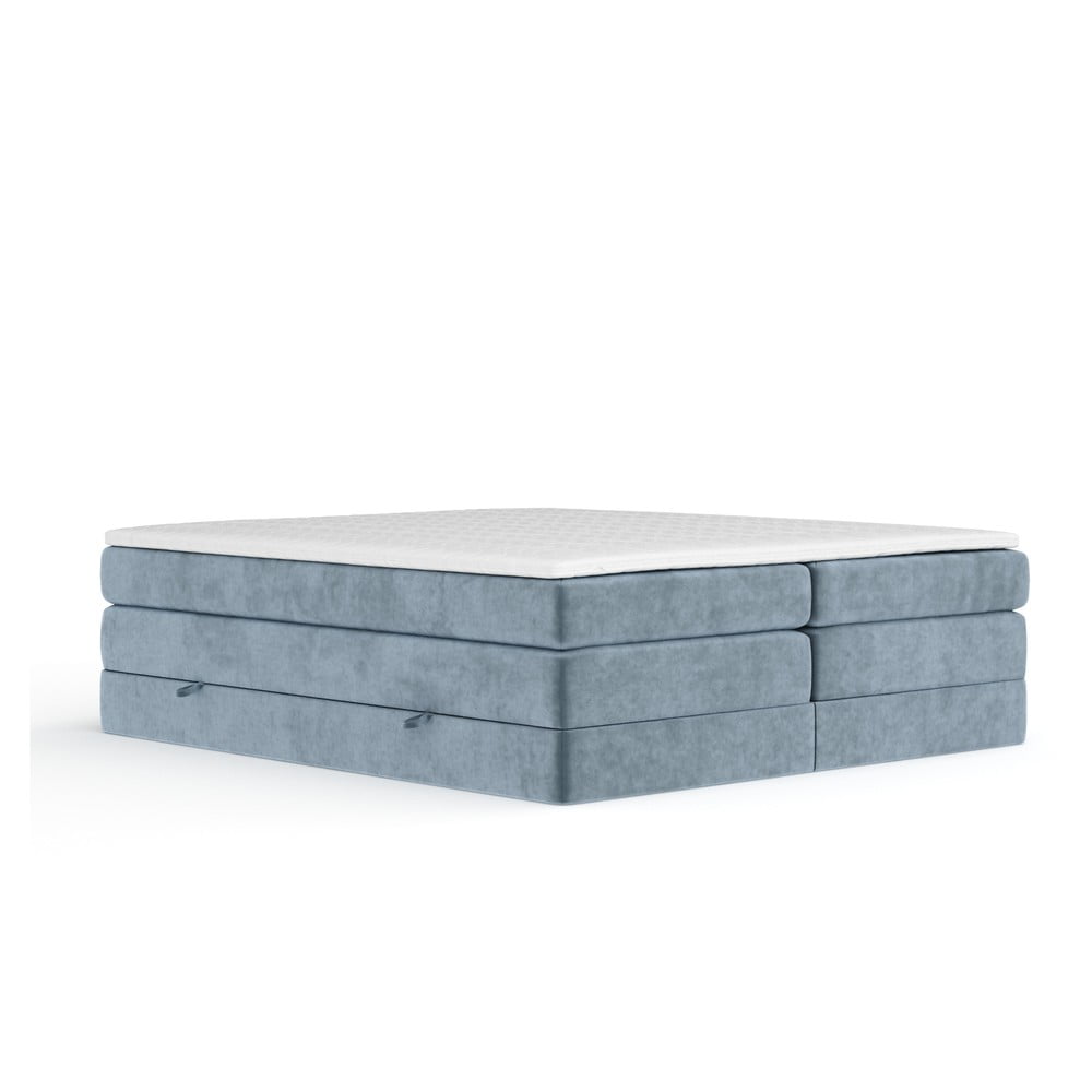 Modrá boxspring posteľ s úložným priestorom/bez čela 180x200 cm Juniper – Maison de Rêve