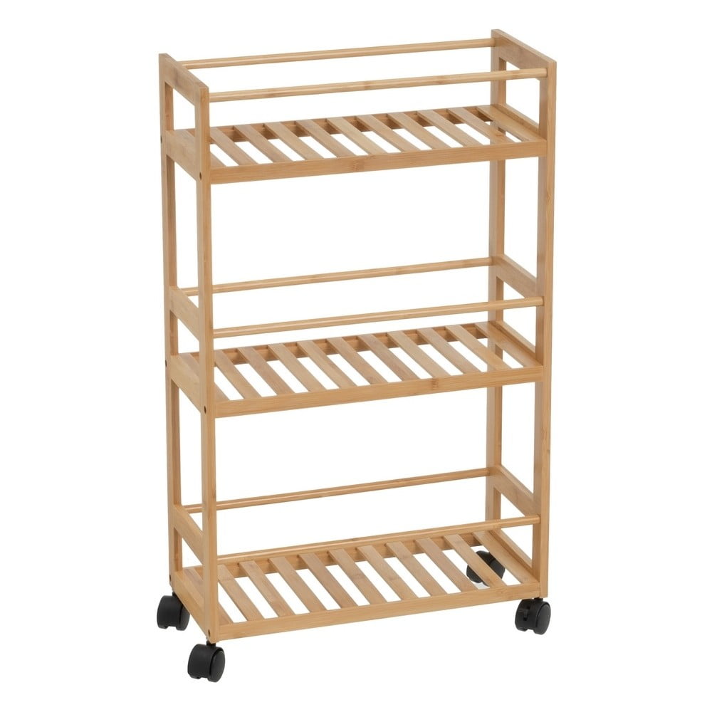 Bambusový pojazdný regál v prírodnej farbe 44x75 cm – Casa Selección