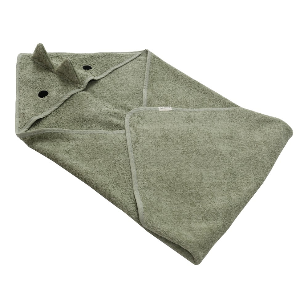 Zelená bavlnená detská osuška s kapucňou 75x75 cm Dinosaur – Kindsgut