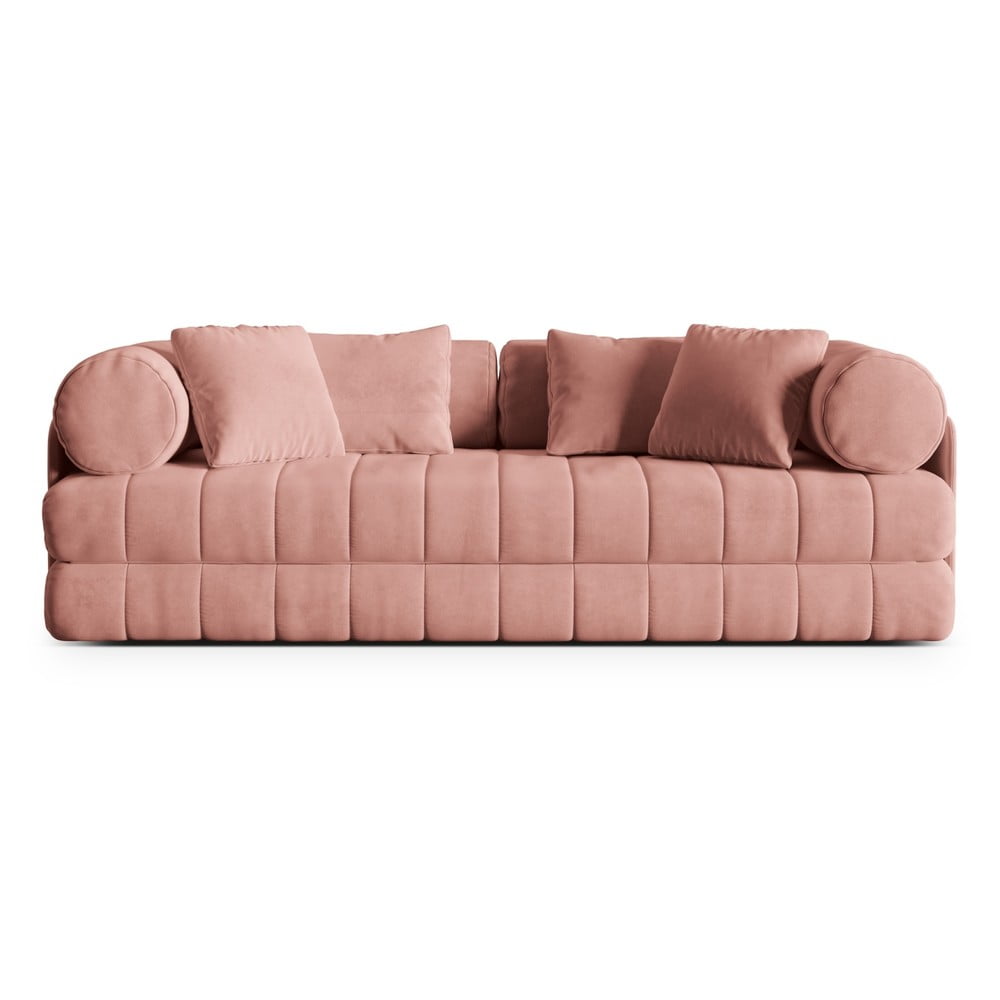 Ružová zamatová rozkladacia pohovka 206 cm Kemi – Cosmopolitan Design
