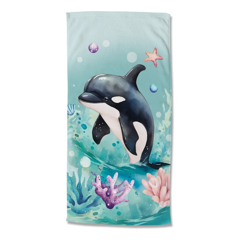 Modrá detská zamatová plážová osuška 75x150 cm Splash – Good Morning